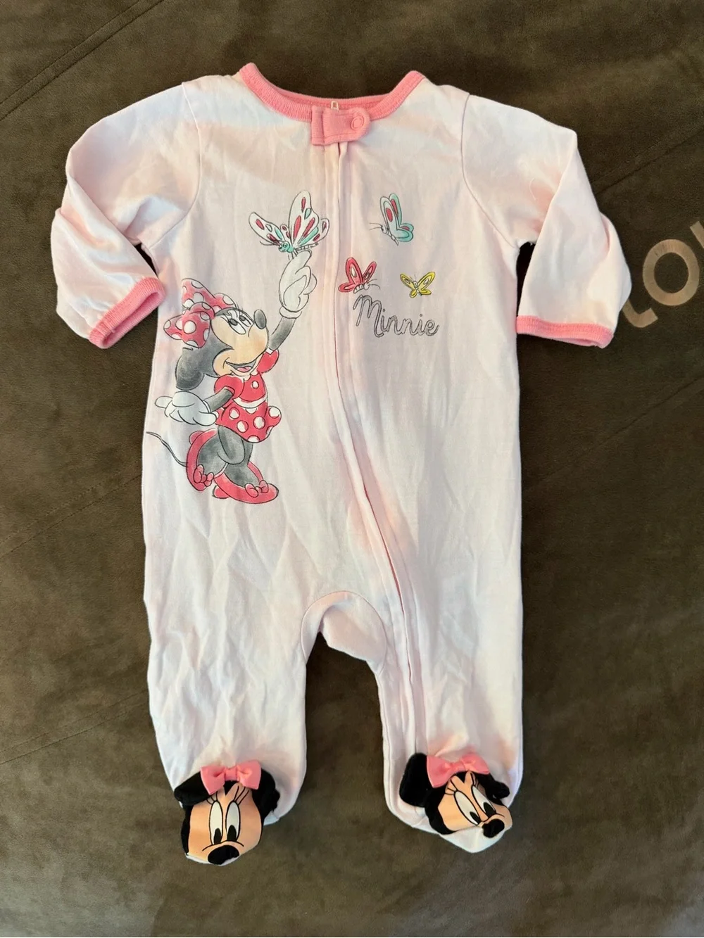 Set of (3) Disney Footed One-Piece Pajamas 1-Bambi 2&3- Minnie Mouse